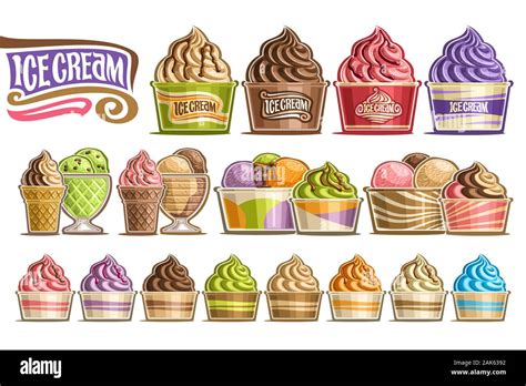 Vector Set Of Ice Creams 16 Cut Out Illustration Of Variety Icecreams