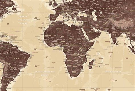 Wereldkaart Bruin Van MAPOM Geoatlas Op Canvas Behang En Meer