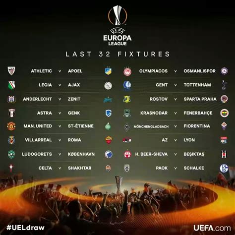 Uefa Europa League Round Of 32 Draw Full Draw Illuminaija