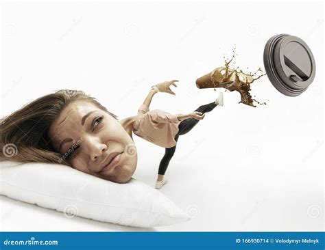 Big Head On Small Body Lying On The Pillow Stock Photo Image Of