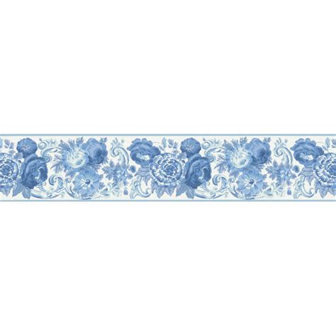 Download 451 1689 Blue Toile Floral Scroll Brewster Wallpaper Blue