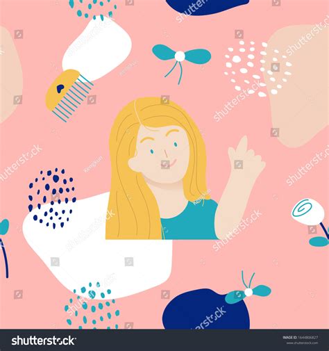 Seamless Pattern Cute Girl Pastel Cartoon Stock Vector Royalty Free