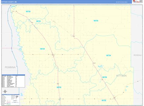 Kittson County, MN Zip Code Wall Map Basic Style by MarketMAPS - MapSales