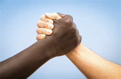 Black And White Human Hands In A Modern Handshake To Show Each O Ecor