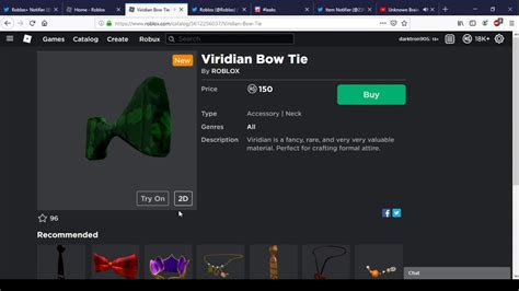 New Viridian Bow Tie Roblox Youtube
