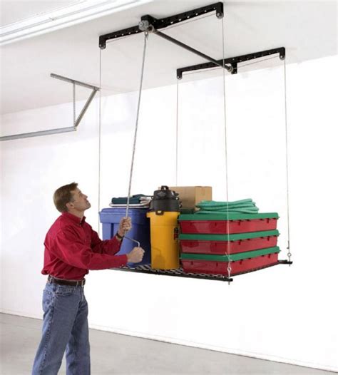 Diy Overhead Garage Storage Pulley System Easy Garage Storage