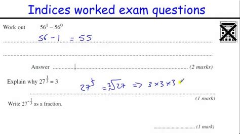 Indices Gcse Maths Revision Higher Level Worked Exam Questions Inc