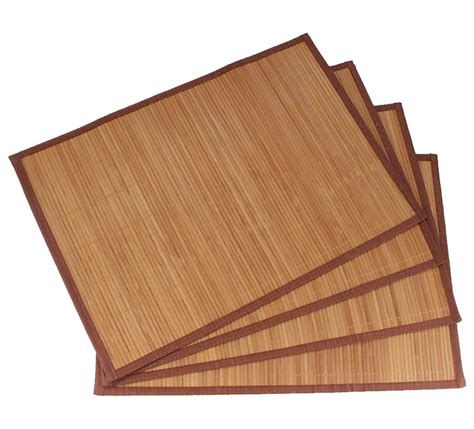 Bamboo Placemats In Natural Brown With A Fabric Border