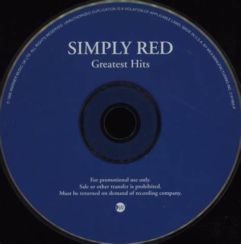 Simply Red Greatest Hits Us Promo Cd Album Cdlp 85679