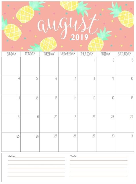 August Monthly Calendar Template Calendar Template Printable