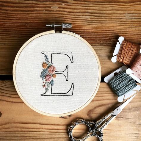 Floral Initial 26 letters Embroidery Hoop Art PDF Pattern | Etsy in ...