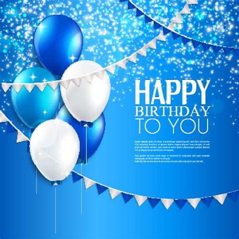 Blue Birthday Background With Balloons Vector Eps Uidownload