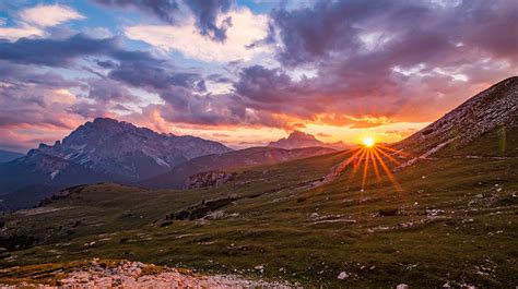 Sunset In The Dolomites Null Dolomites Sunset Landscape