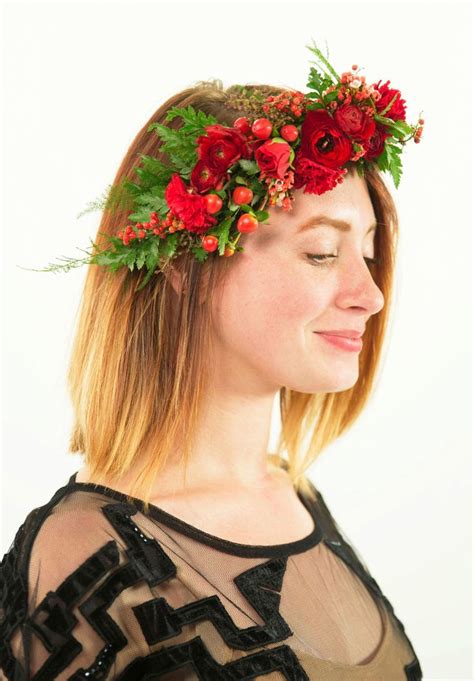 A Woman Wearing A Flower Crown On Her Head