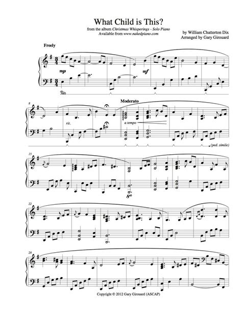 What Child Is This Solo Piano Sheet Music From Christmas