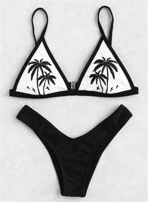 Fashion Piece Palm Tree Printed Triangle Bikini Set Victoriaswing