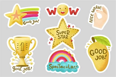 Premium Vector Hand Drawn Good Job Stickers