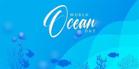 Feliz Día Mundial Del Océano Fondo Azul Del Mar Diseño De Redes