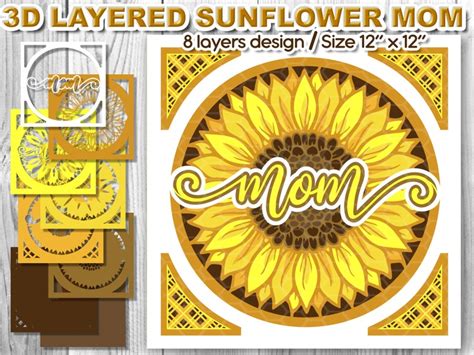 3d Sunflower Mom Multi Layered Design Flowers Papercut Svg Etsy