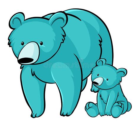 Blue Grizzly Bears On White Background Stock Vector Illustration Of