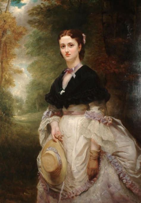 English School 19th Century Portrait Of A Lady In A Woodland Setting