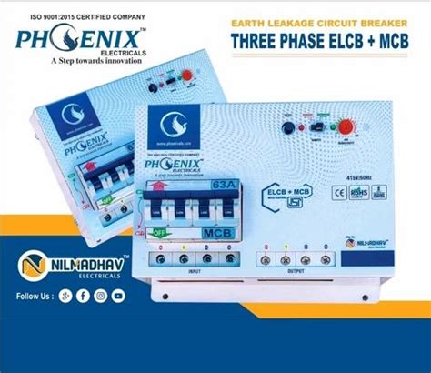 Four Pole Phoenix Electricals Three Phase Shock Guard Elcb Mcb Rccb