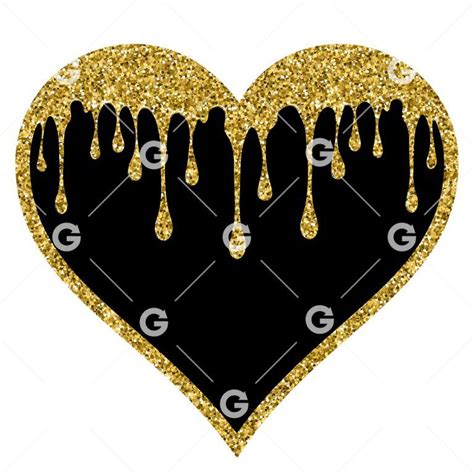 Solid Gold Glitter Dripping Heart Svg Svged