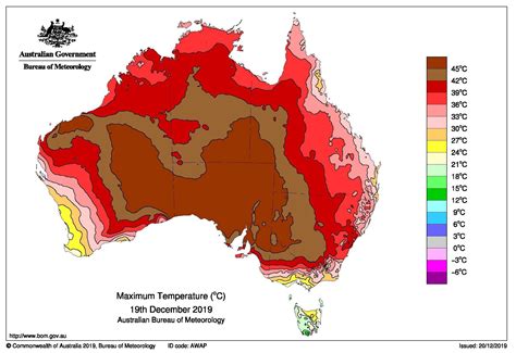 Australian Maximum Temperature 19th December 2019 Australia Map