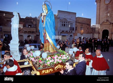 Malta A Procession With The State Of Our Lady Of Sorrows In Xaghra