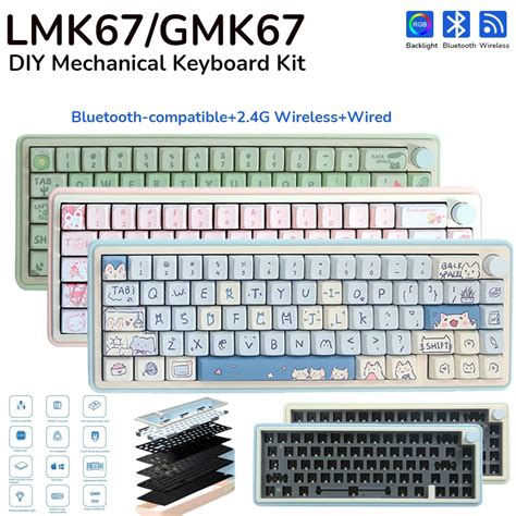 Lmk67 Customized Mechanical Keyboard Kit Diy Hot Swappable Bluetooth 2