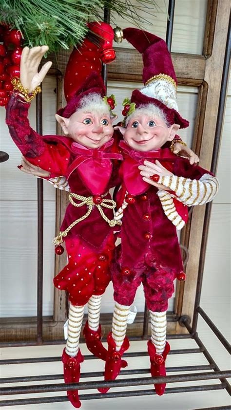 set 2 17 raz santa elf elves poseable figurine christmas shelf sitter orn for sale online