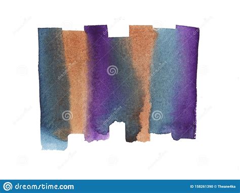 Hand Painted Abstract Watercolor Wet Purple Blue And Orange Brush