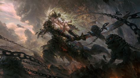 Images Swords Monsters Warrior Fantasy Chain Battles 1920x1080
