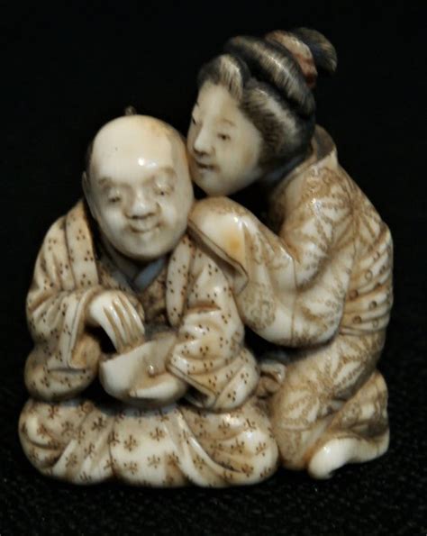 a fine ivory netsuke of a couple signed tomochika japan catawiki