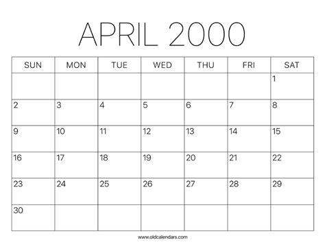 May 2000 Calendar Printable Old Calendars