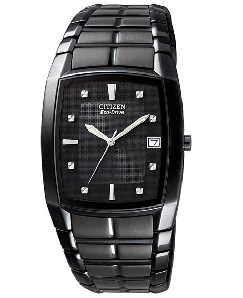 Citizen Mens Eco Drive Black Stainless Steel Bracelet Watch 31mm