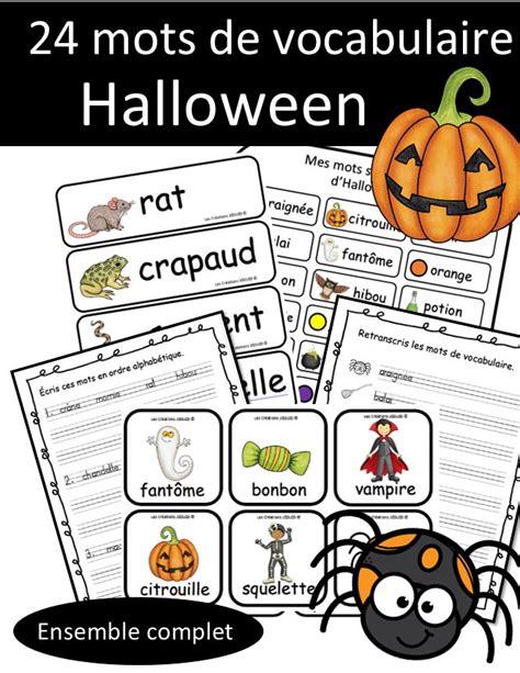 écrire Des Mots Du Vocabulaire Halloween En Cursive Au Cp - Ensemble 24 mots de vocabulaire - Halloween | Elementary schools