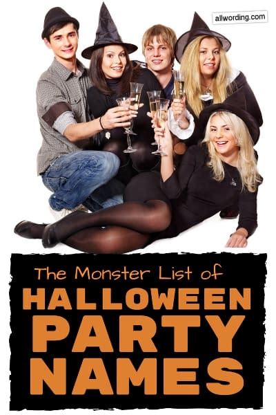 monster list  halloween party names allwordingcom