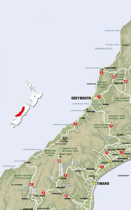 New Zealand Region Maps West Coast
