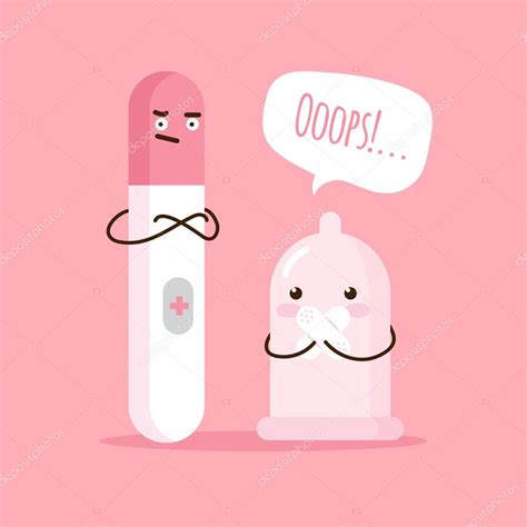 Vector Cartoon Illustration With Condom And Positive Pregnancy Test Stock Vector Image By ©stacy