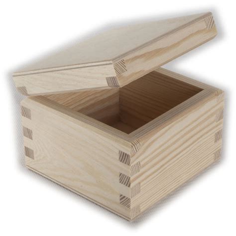 Square Wooden Lid Boxes Plain Pine For Craft Keepsake Trinket