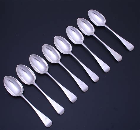 Set Of Eight Victorian Sterling Silver Dessert Spoons