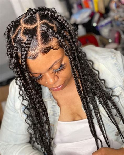 Cute Part Large Knotless 💎💎💎 In 2021 Braids With Curls Braided