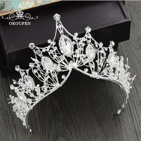 Baroque Big Tiaras Luxury Diamond Rhinestone Crowns Headpieces For