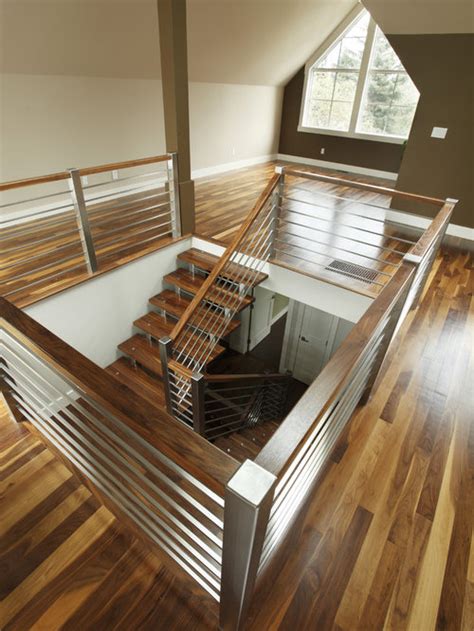 Railing post stainless steel post set with 2 glass clamps ( round ). Stainless Steel Staircase Railing | Houzz