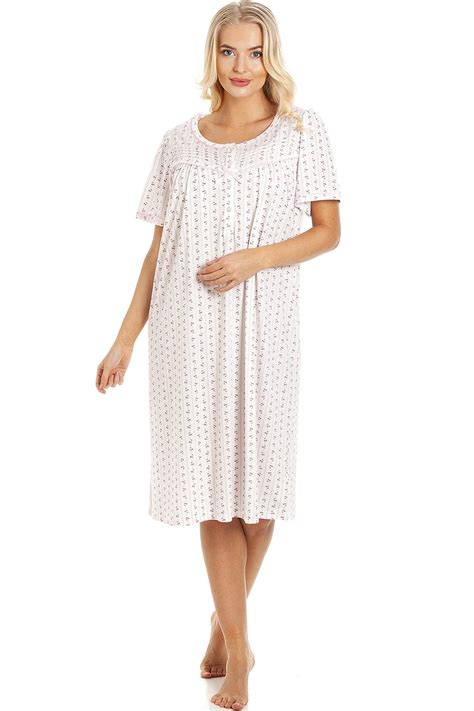 camille pink and grey floral pinstriped short sleeve nightdress camille from camille lingerie uk