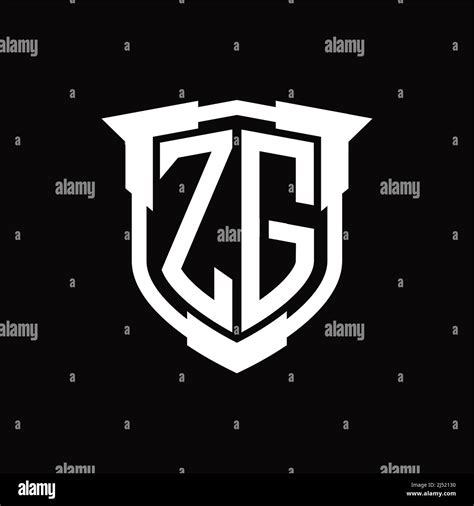 Zg Logo Monogram Letter With Shield Shape Design Template Stock Vector