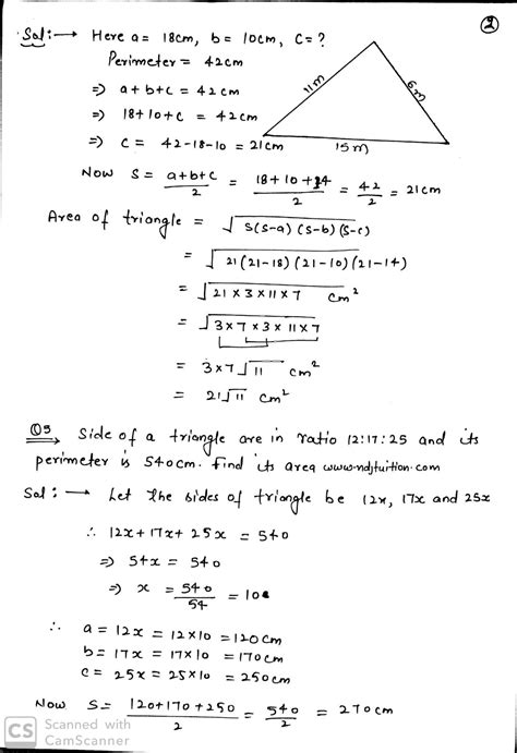 Heron S Formula Handwritten Notes For 9th Math