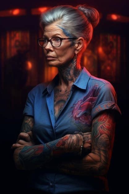 Premium Ai Image A Woman With Tattoos On Her Arms Stands In Front Of