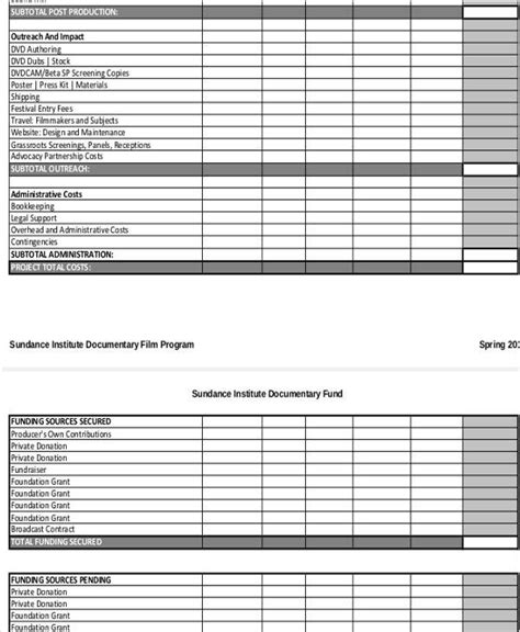 11 Production Budget Templates Word Pdf Free